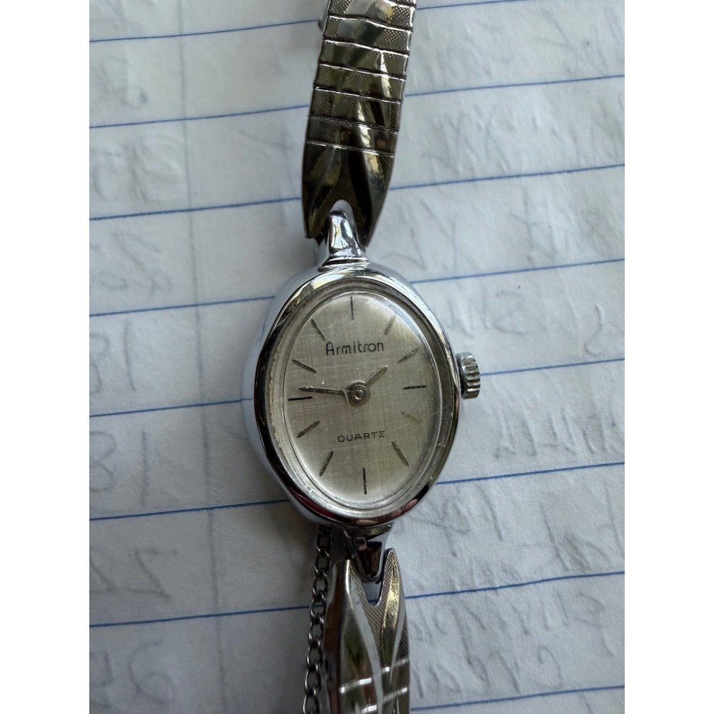 Armitron Quartz Watch Women Silver Tone Oval Face Swiss Made Vintage Link Mesh - Picture 2 of 5